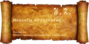 Weszely Krisztofer névjegykártya
